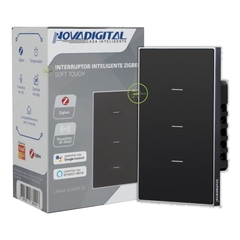 Interruptor Zigbee 4x2 3 Botões Quartzo Soft Touch Novadigital Tuya na internet