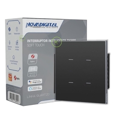 Interruptor Zigbee 4x4 4 Botões Quartzo Soft Touch Novadigital Tuya na internet