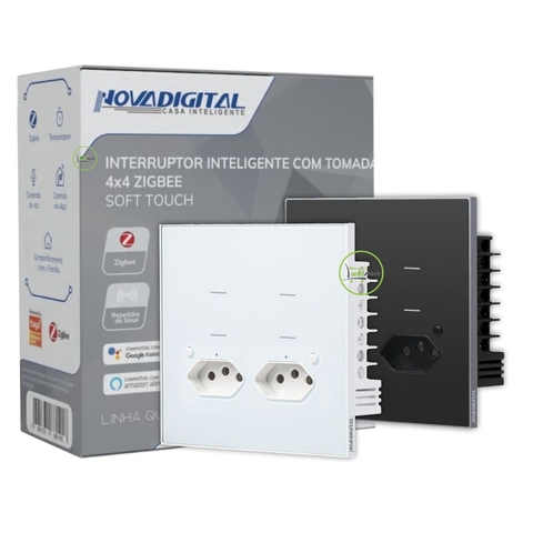 Interruptor Zigbee 4x4 4 Botões com Tomada Quartzo Soft Touch Novadigital Tuya - comprar online