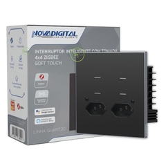 Interruptor Zigbee 4x4 4 Botões com Tomada Quartzo Soft Touch Novadigital Tuya na internet