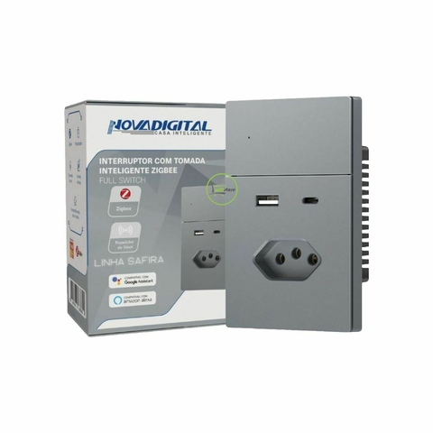 Interruptor Físico Zigbee Full Press Safira Novadigital 1 Botão com Tomada + USB C - comprar online