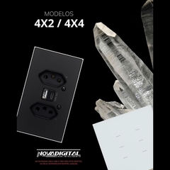 Tomada Dupla Zigbee 4x2 com USB e USB-C Quartzo Soft Touch Novadigital Tuya - loja online