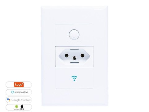 Tomada Inteligente Wi-Fi Tuya 4x2 para Embutir