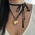 Choker Veludo Coração Ouro