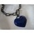 Colar corrente fecho mosquetão grafite coração resinado azul - comprar online
