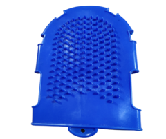 Manopla con cepillo de doble cara para perros de gran porte, color azul, diseñada para peinar y masajear.