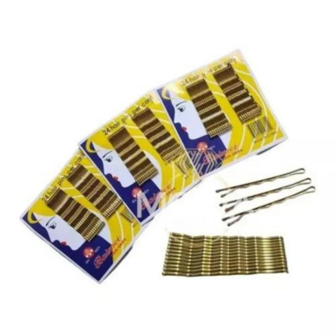 Pack de 24 hebillas clip invisibles para pelo rubio, ideales para peinados elegantes y discretos.