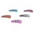 Pack de 10 hebillas de pelo Tic Tac en colores variados con diseños de corazones dorados.