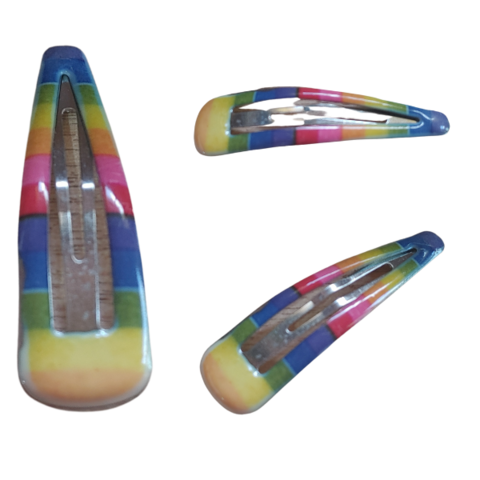 Hebillas de pelo tipo tic tac en colores arcoíris, ideales para niñas y mujeres.