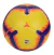 Pelota de fútbol oficial Nike Merlin Premier League en color amarillo con detalles en púrpura y rojo.