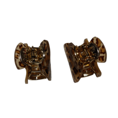 Broche para pelo mini con estampado animal print en tonos marrones y dorados.