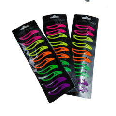 Pack de 10 hebillas de pelo tic tac onduladas en colores vibrantes para mujeres.