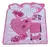 Set de gomitas y hebillas para el cabello en tonos rosa, con diseño de corazón y decoraciones brillantes.