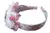 Vincha tiara de princesa para niñas, decorada con flores rosas y cinta con lunares.