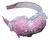 Vincha tiara princesa rosa con detalles de encaje y lazo, ideal para niñas.