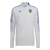 Buzo de fútbol profesional gris para hombre, con logo de Boca Juniors y detalles en azul.