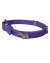 Collar de silicona hipoalergénico para perros de color púrpura, con un detalle metálico en forma de perro.