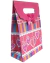 Bolsas de regalo decoradas con corazones en tonos rosa y multicolor, ideales para momentos especiales.