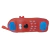 Juguete para perros en forma de teléfono de color rojo con chifle y botones numéricos en la parte frontal.