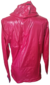 Campera rompeviento adidas color rojo, vista trasera, con capucha y diseño ligero.