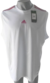 Remera blanca sin mangas de fútbol adidas Predator con detalles en rosa y etiqueta visible.