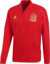 Campera roja adidas Zne de la selección de fútbol de España, con logotipo dorado y cierre frontal.