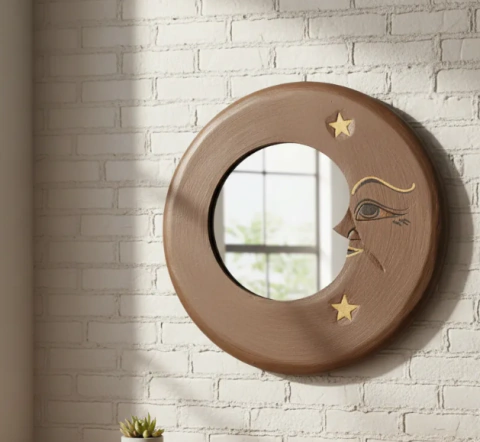 Espejo Indonesia Sol Y Luna 20 Cm. - tienda online