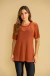Blusa manga tule telha