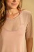 Blusa manga tule bege na internet