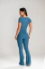 Blusa manga justa azul jeans - loja online