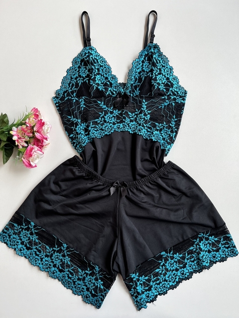 Short Doll Melina Preto com Azul