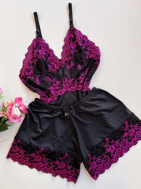 Short Doll Melina Preto com Pink