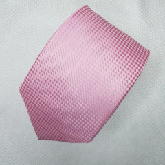 Gravata Semi-Slim Jacquard Rosa com Detelhe Branco