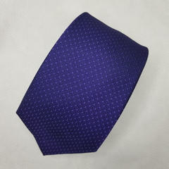Gravata Semi-Slim Jacquard Roxo com Lilas pontinhos