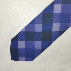 Gravata Semi-Slim Poliester Estampado Xadrez Roxo e Lilas - comprar online