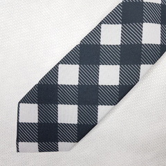 Gravata Semi-Slim Poliester Estampado Xadrez Preto e Branco - comprar online