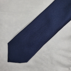 Gravata Slim Jacquard Lisa Trabalhado Azul Marinho - comprar online