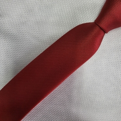 Gravata Slim Jacquard Lisa Trabalhado Vermelha Queimado na internet