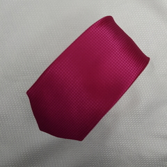 Gravata Slim Jacquard LIsa com Textura Quadriculado Fucsia