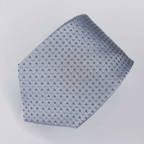 Gravata Semi-Slim Jacquard Cinza com Bolinhas
