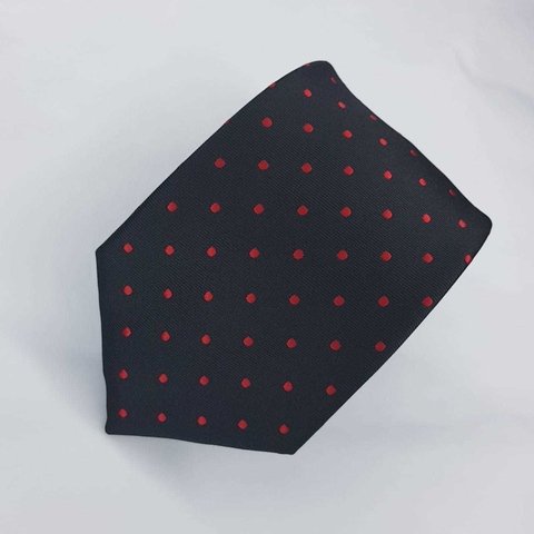 Gravata Semi-Slim Jacquard Preta com Bolinhas