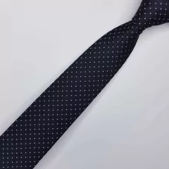 Gravata Semi-Slim Jacquard Preta com Pontinhos - comprar online