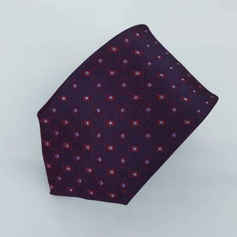 Gravata Semi-Slim Jacquard Roxo com Quadrados