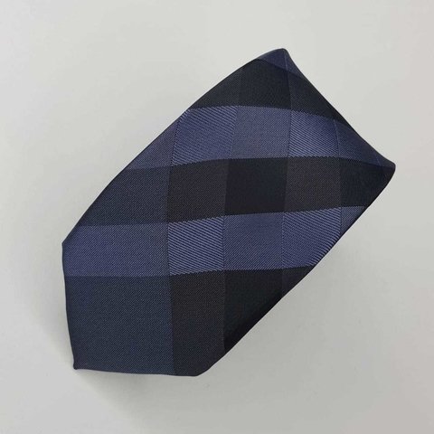 Gravata Slim Xadrez em Azul Cinza e Preto