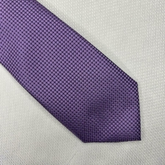 Gravata Semi-Slim Jacquard Trabalhada Lilás com Preta - comprar online