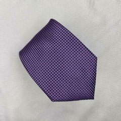 Gravata Semi-Slim Jacquard Trabalhada Lilás com Preta