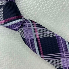 Gravata Semi-Slim Jacquard Xadrez Lilás na internet