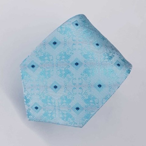 Gravata Semi-Slim Jacquard Azul Clara Arabesco