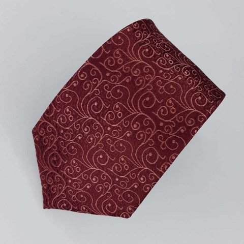 Gravata Semi-Slim Jacquard Bordô Arabesco