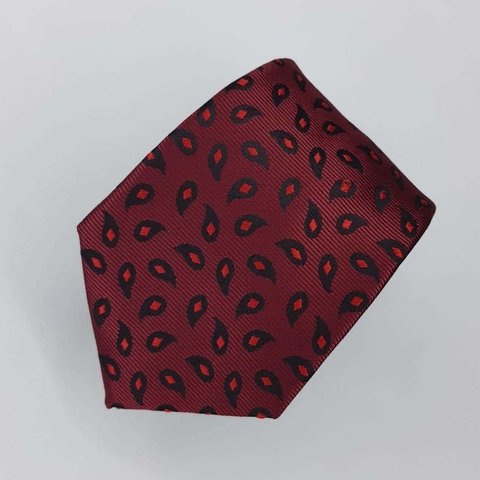 Gravata Semi-Slim Jacquard Bordô Arabesco
